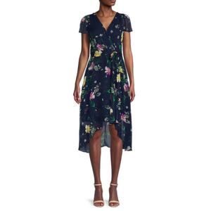DKNY Romantic Floral Wrap Dress 12 Cottagecore Wedding Guest Garden Party resort